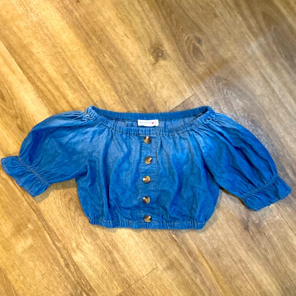 Girls Blue Jean Crop Top Size Medium
